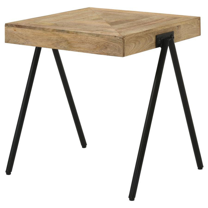 Avery - Square End Table With Metal Legs - Natural And Black - Simple Home Plus