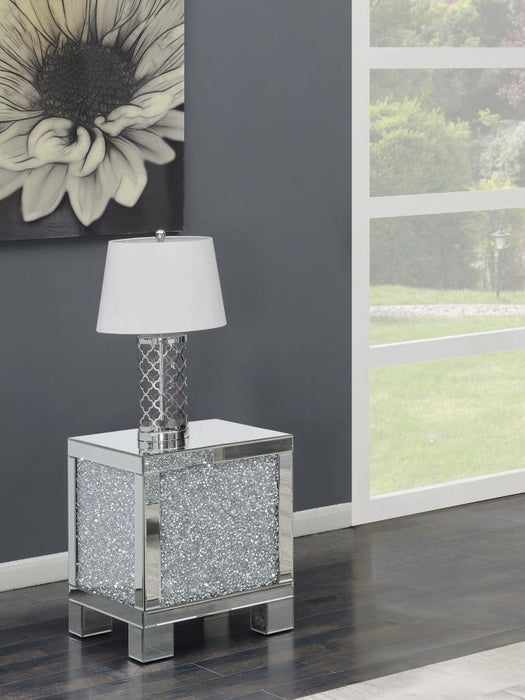 Gillian - Square End Table - Silver And Clear Mirror - Simple Home Plus