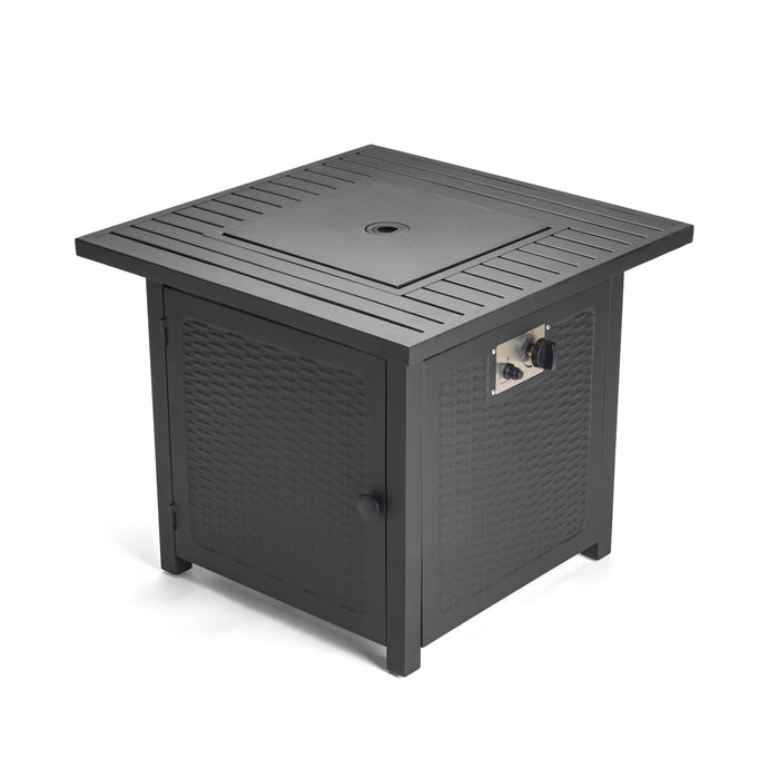 Matte Square Propane Fire Pit With Cover - Black