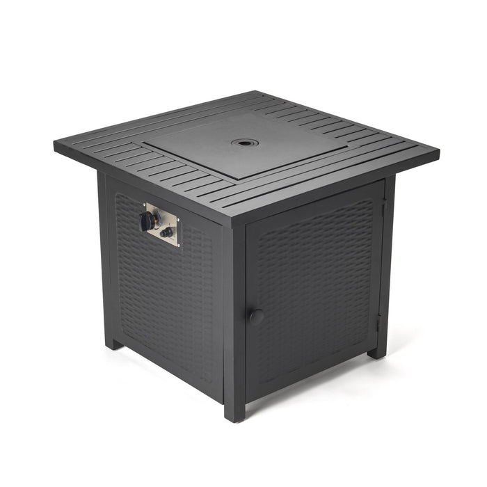 Matte Square Propane Fire Pit With Cover - Black