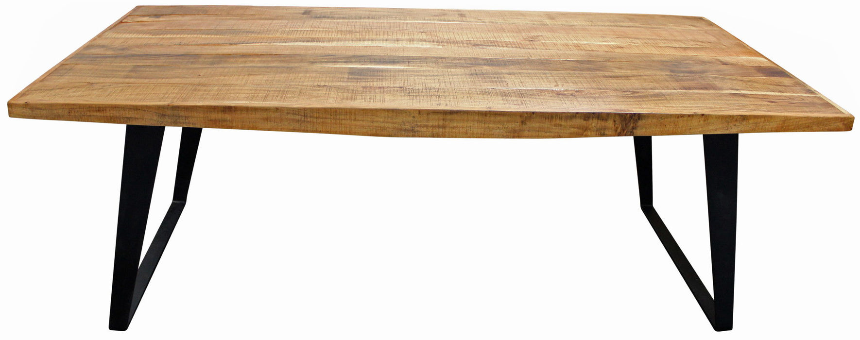 Solid Wood And Iron Rectangular Dining Table - Natural / Black