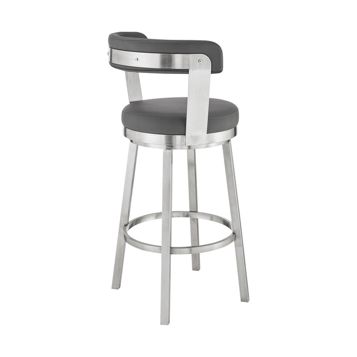 40" Swivel Backless Bar Height Bar Chair - Gray / Silver