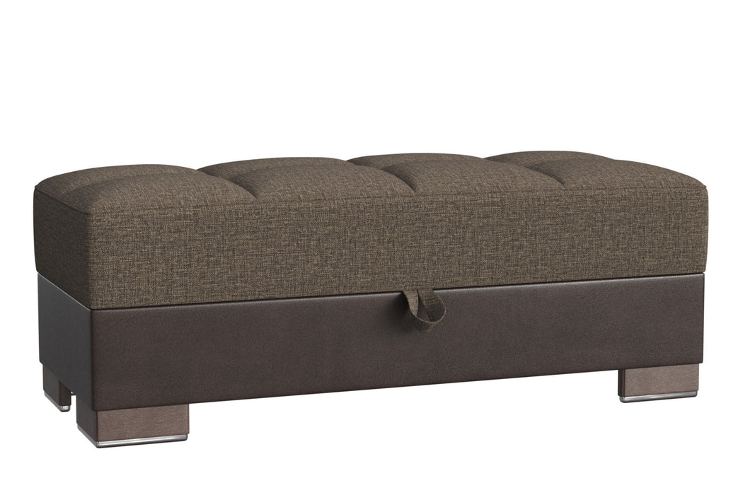 Polyester Blend Tufted Storage Ottoman - Brown