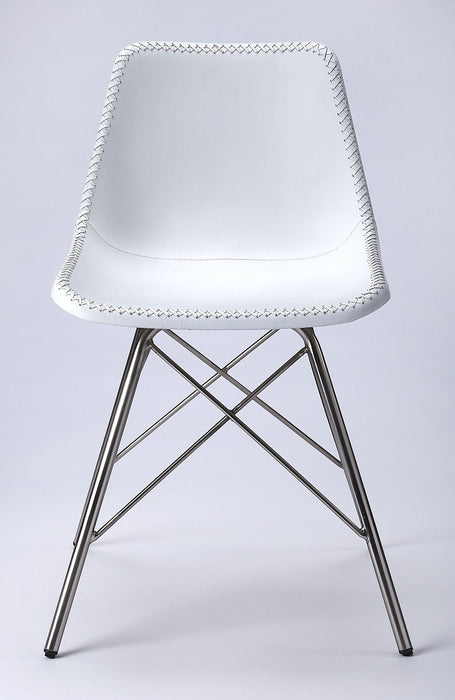 Faux Leather Side Chair - White / Silver