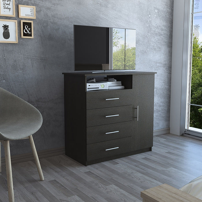 Four Drawer Combo Dresser - Black