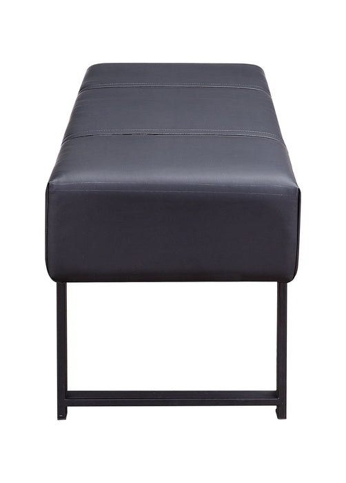 Upholstered Faux Leather Bench - Black