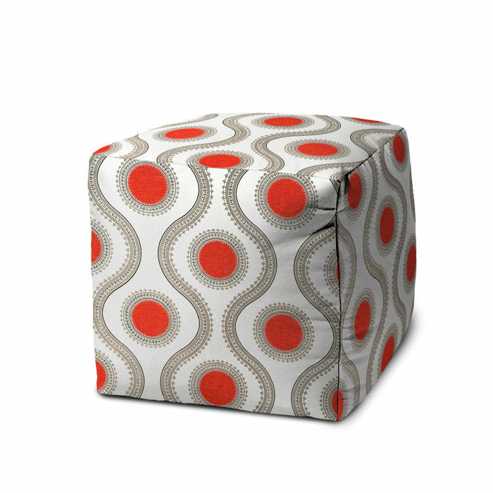 Polyester Cube Geometric Indoor Outdoor Pouf Ottoman - Gray