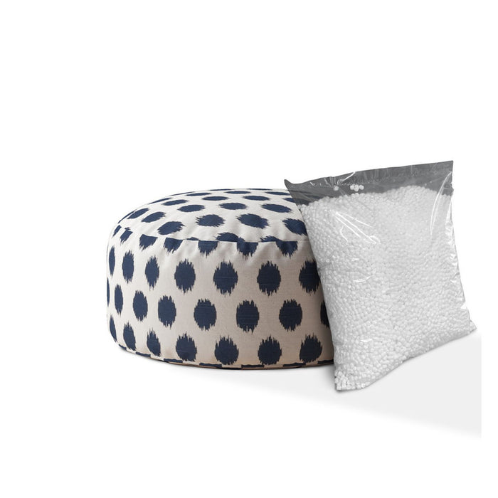 Canvas, Round Polka Dots Pouf Cover - Blue / White