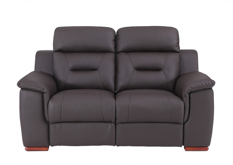 Three Piece Indoor Genuine Leather Five Person Seating Set - Brown