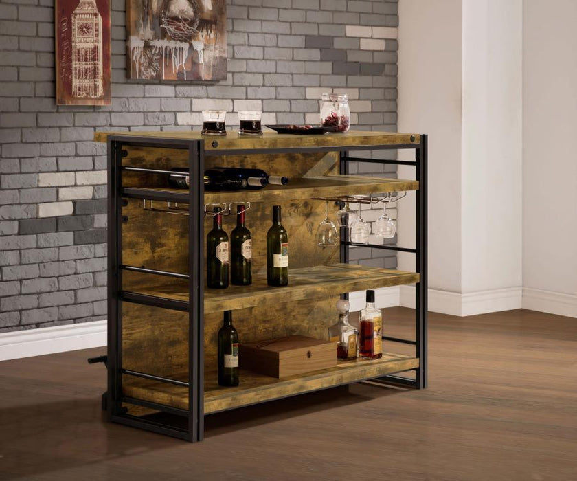 Renaldi - Bar Unit With Stemware Rack - Antique Nutmeg - Simple Home Plus