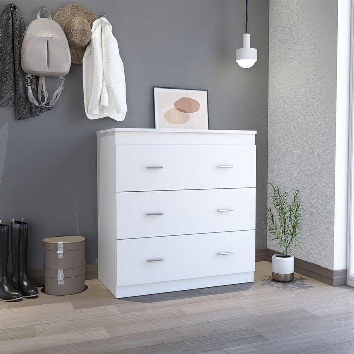 Six Drawer Wooden Dresser - White