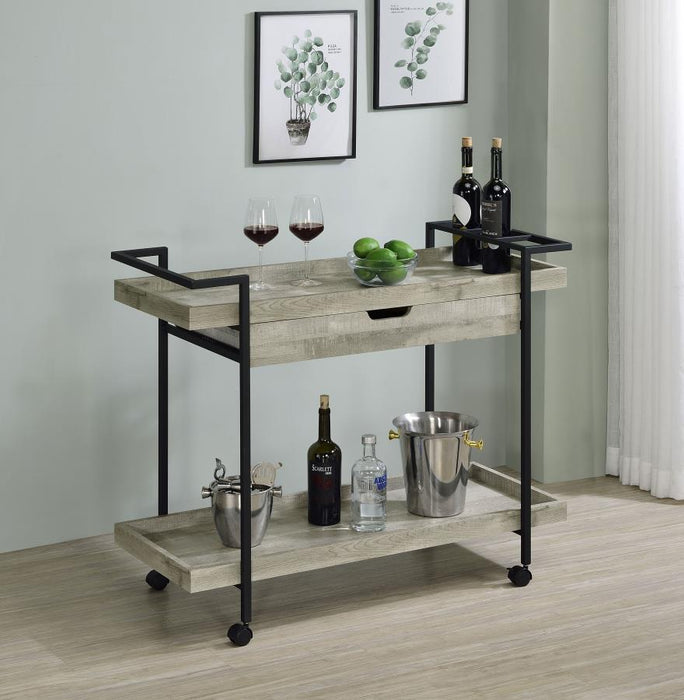 Ventura - Bar Cart With Storage Drawer - Gray Driftwood - Simple Home Plus