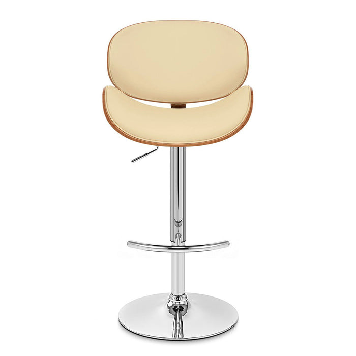 Swivel Low Back Adjustable Height Bar Chair - Cream / Silver