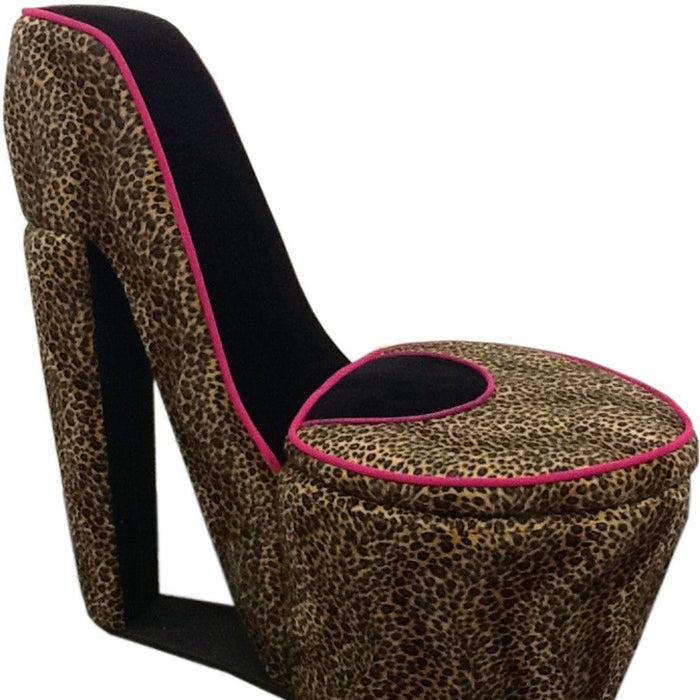 32.86" Faux Suede Animal Print Side Chair - Brown