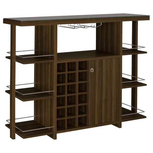 Evelio - Bar Unit With Wine Bottle Storage - Walnut - Simple Home Plus