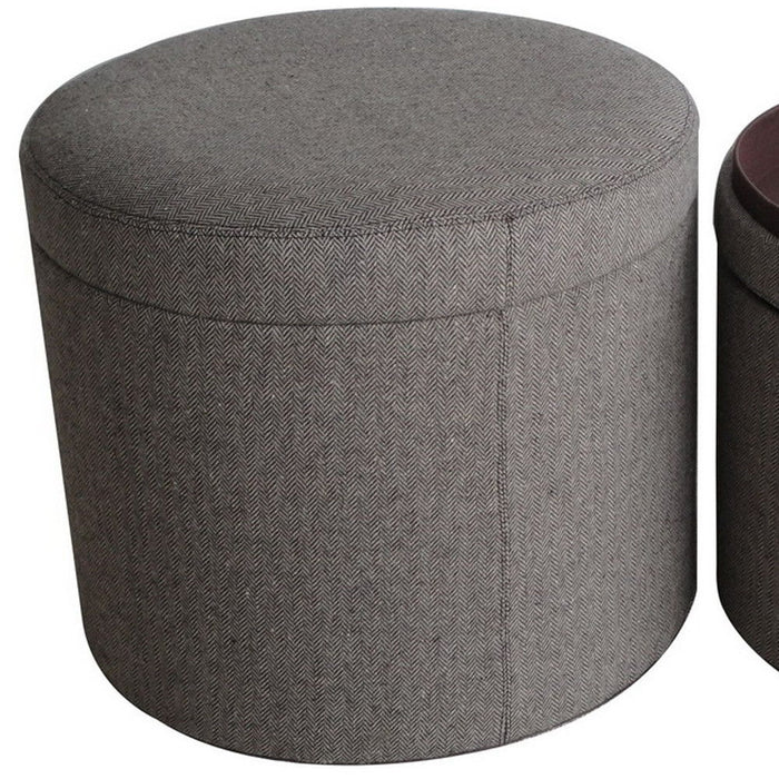 Faux Leather Round Storage - Gray