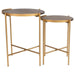 Malka - 2 Piece Round Nesting Table - Dark Brown And Gold - Simple Home Plus