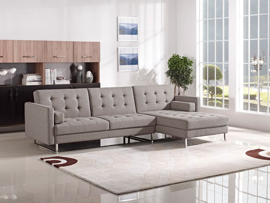 Fabric Foam Wood And Sectional Sofa Steel - Brown