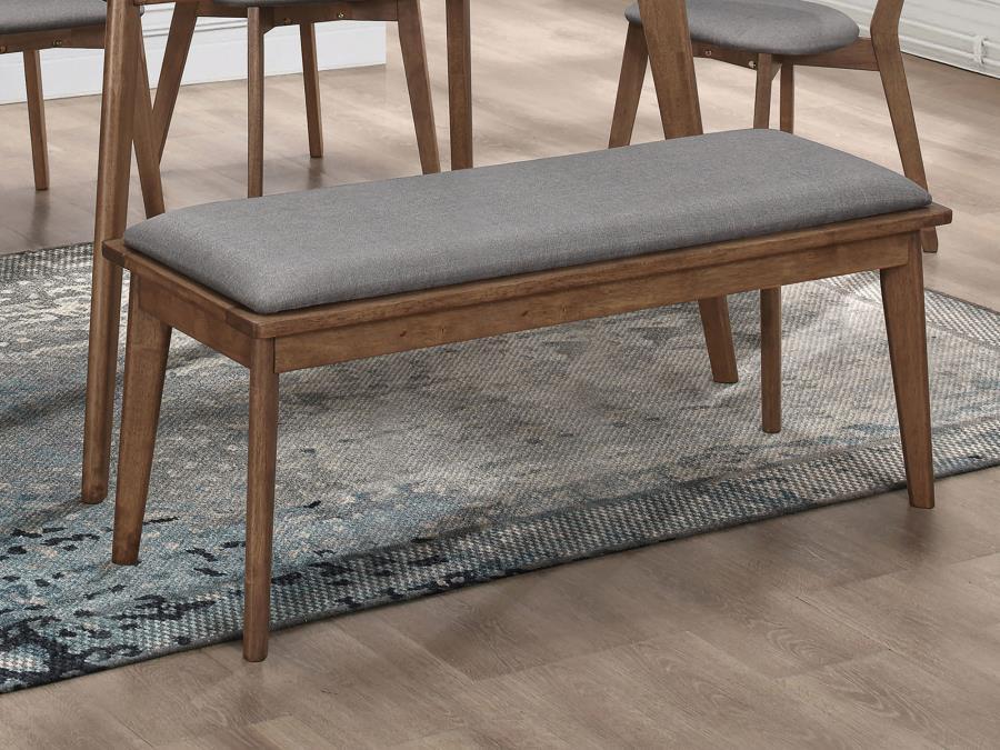 Alfredo - Upholstered Dining Bench - Gray And Natural Walnut - Simple Home Plus