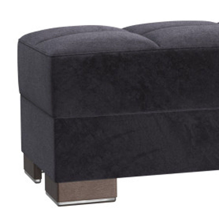 Microfiber Tufted Storage Ottoman - Black / Brown