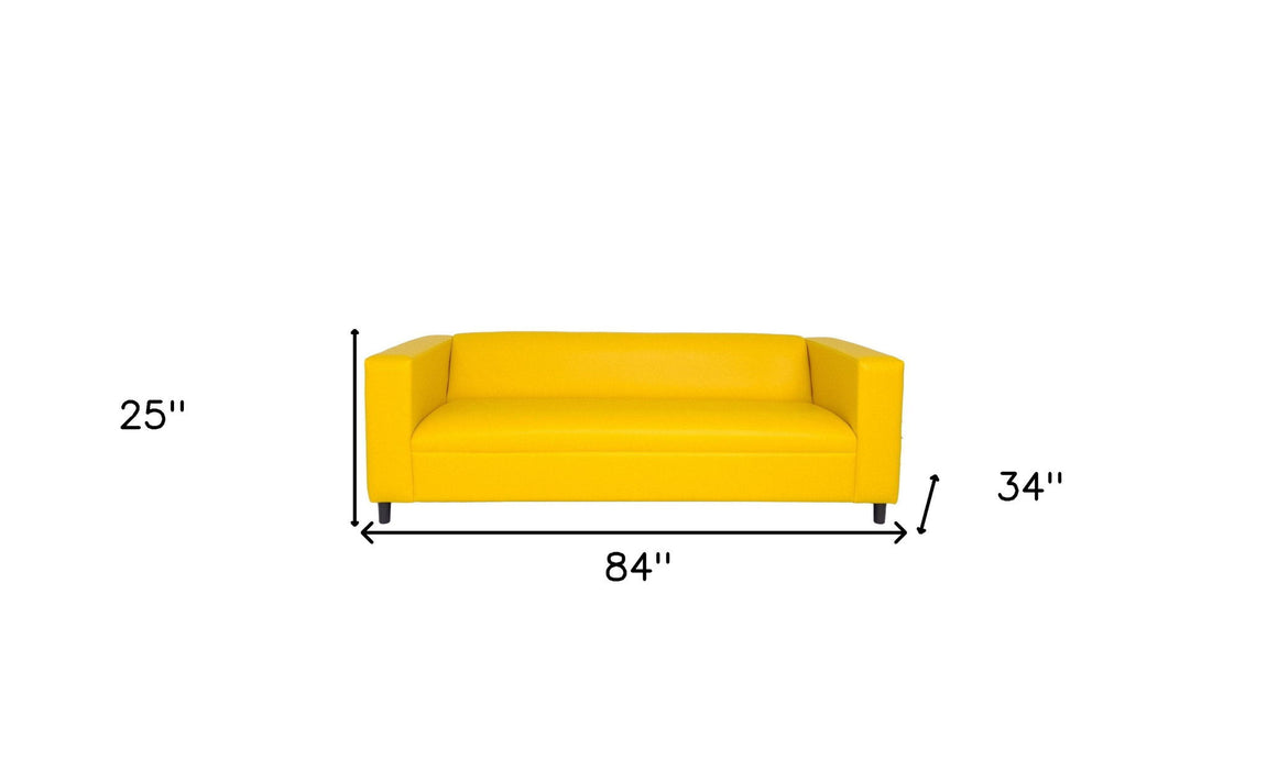 Faux Leather Sofa With Black Legs - Yellow