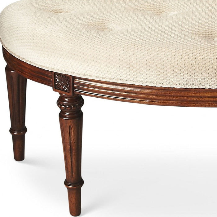 Classic Crescent Shaped Bench - Ivory / Golden Brown