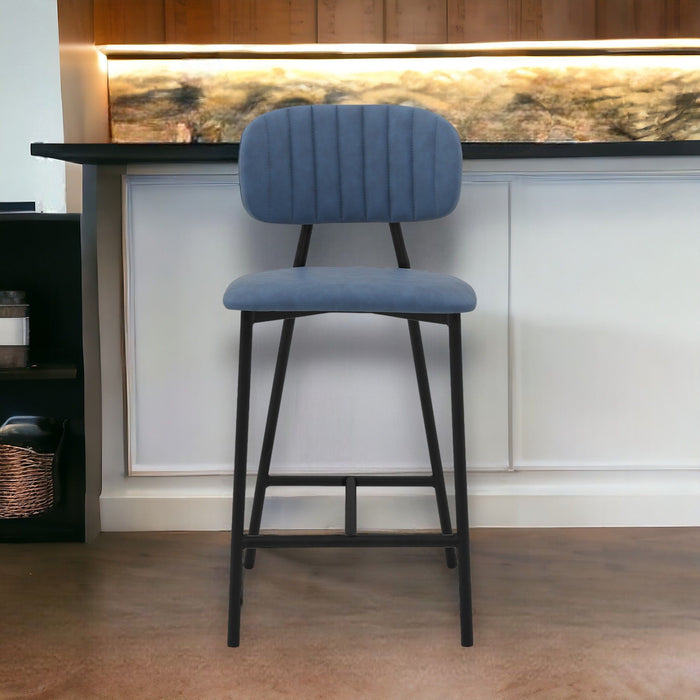 Low Back Counter Height Bar Chair - Light Blue / Black