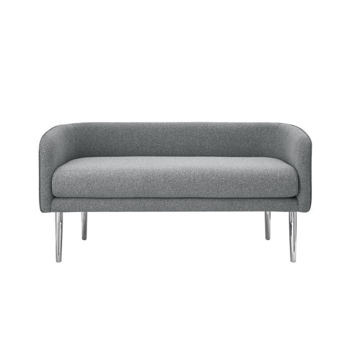 Upholstered Linen Bench - Gray / Brown