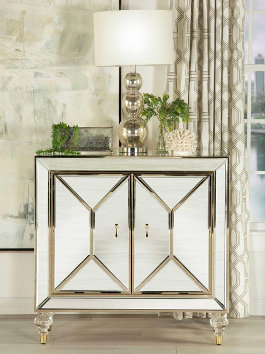 Lupin - 2-Door Accent Cabinet - Mirror And Champagne - Simple Home Plus