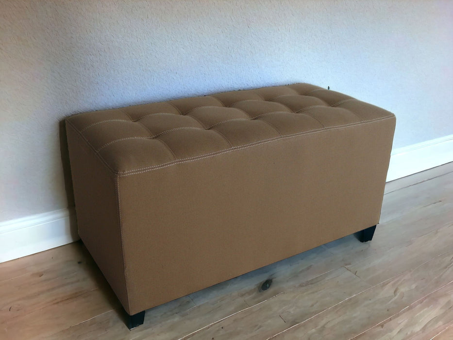 Upholstered Faux Leather Bench - Tan