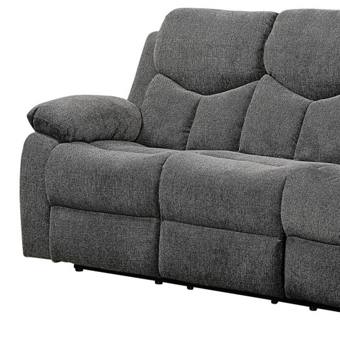 Chenille Reclining Sofa With Black Legs - Gray