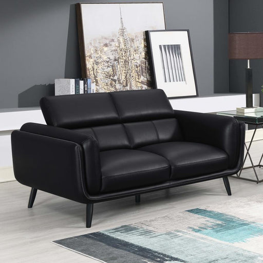 Shania - Track Arms Loveseat With Tapered Legs - Black - Simple Home Plus