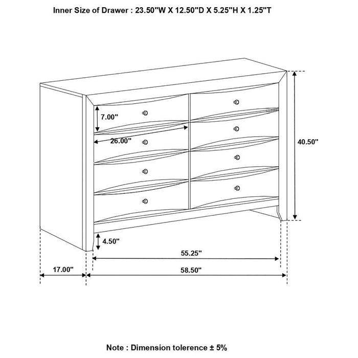 Briana - Rectangular 8-Drawer Dresser - Black - Simple Home Plus