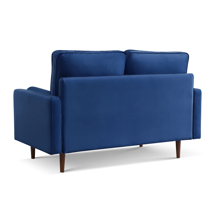 Velvet Loveseat And Toss Pillows - Blue / Dark Brown