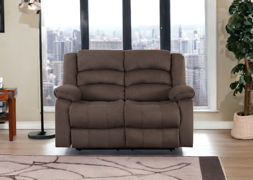 Microfiber Manual Reclining Loveseat - Brown