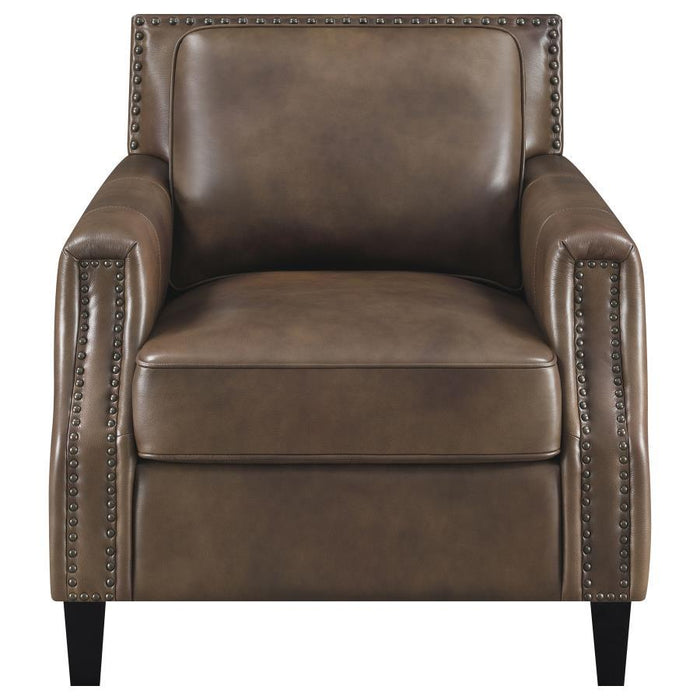 Leaton - Upholstered Recessed Arm Chair - Brown Sugar - Simple Home Plus