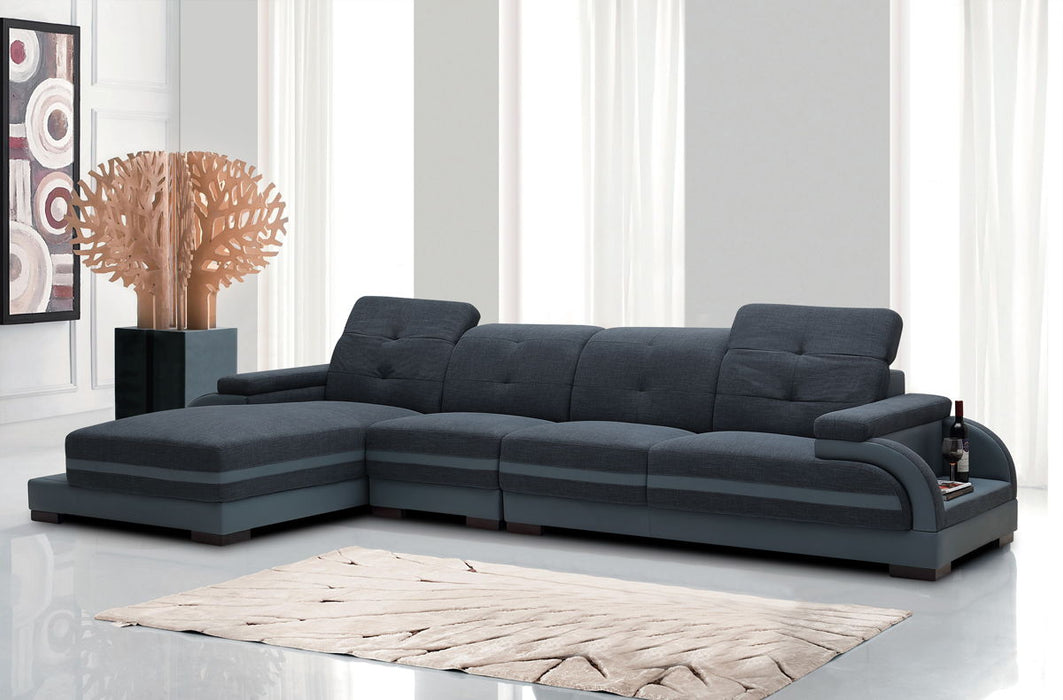 Leather Fabric And Wood Sectional Sofa - Bonded