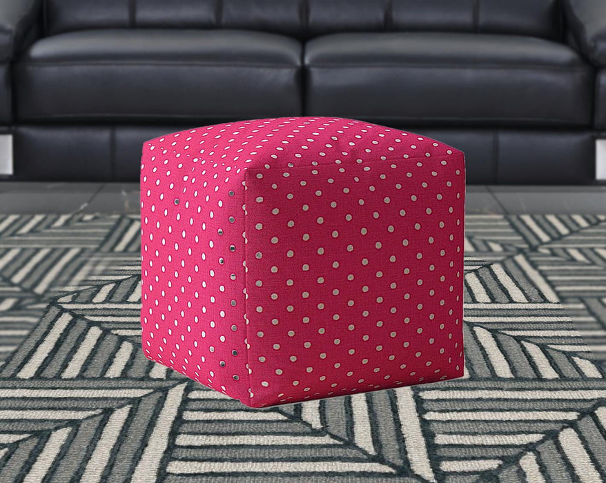 Cotton Polka Dots Pouf Cover - Pink / White