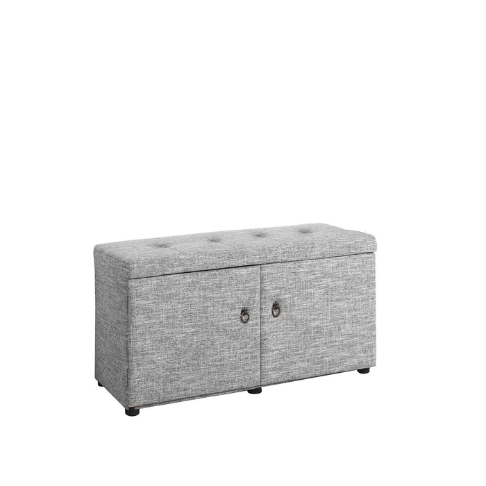 Light Linen Look Double Door Shoe Storage Bench - Gray