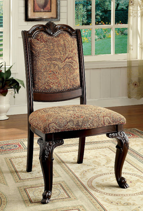 Bellagio Fabric Side Chair (Set of 2) - Brown Cherry / Brown - Simple Home Plus