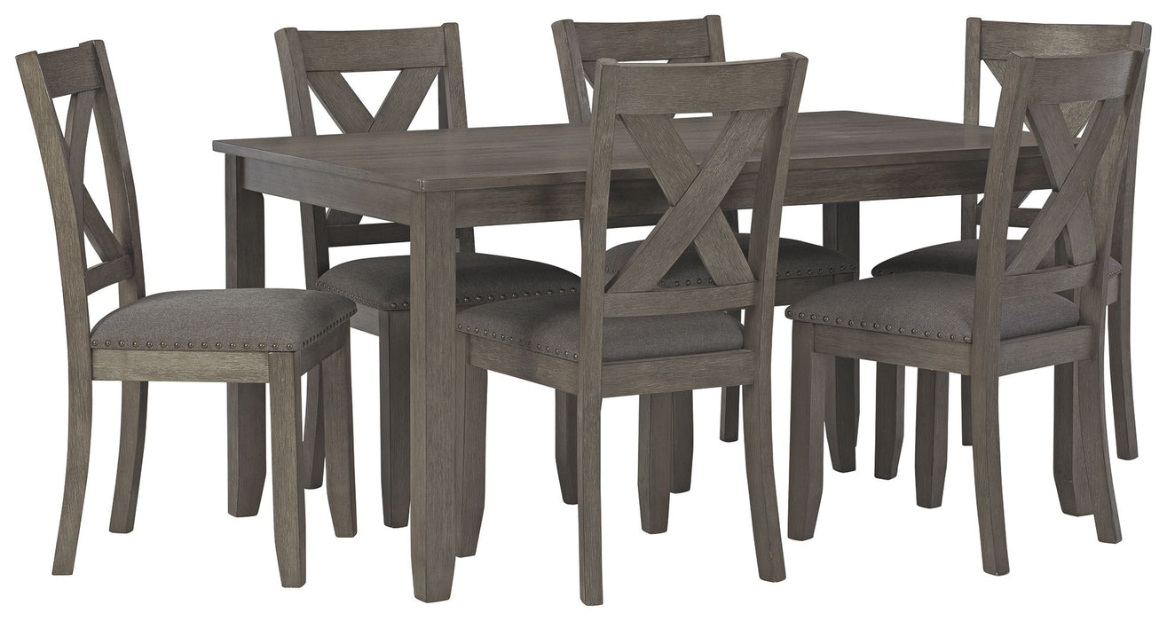 Caitbrook - Gray - Rect Drm Table Set (Set of 7) - Simple Home Plus