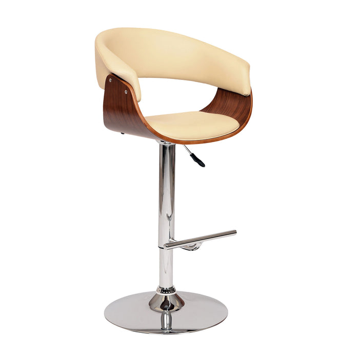 Swivel Low Back / Adjustable Height Bar Chair - Cream / Silver