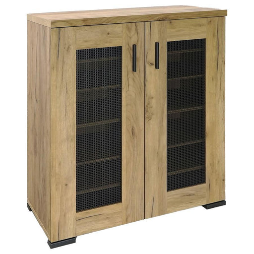 Bristol - Metal Mesh Door Accent Cabinet - Golden Oak - Simple Home Plus