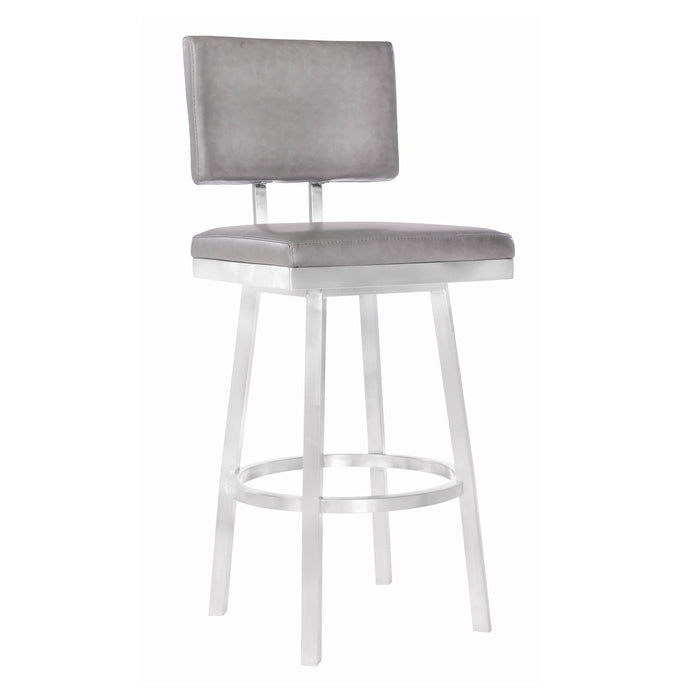 43.5" Swivel Bar Height Bar Chair - Gray / Silver