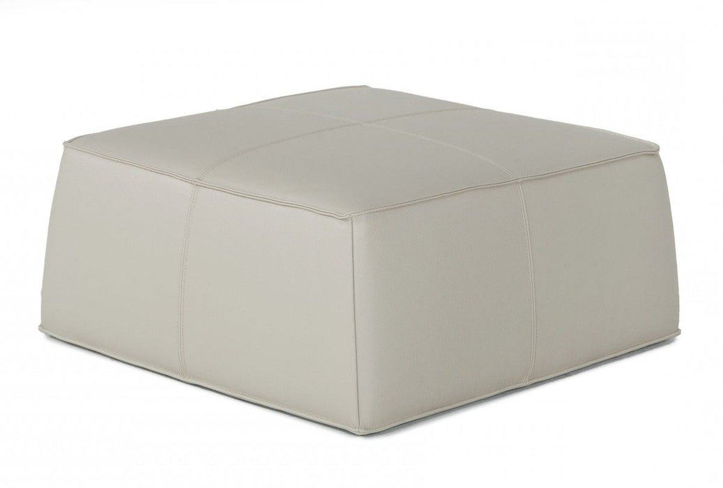 Faux Leather Cocktail Ottoman - Light Gray