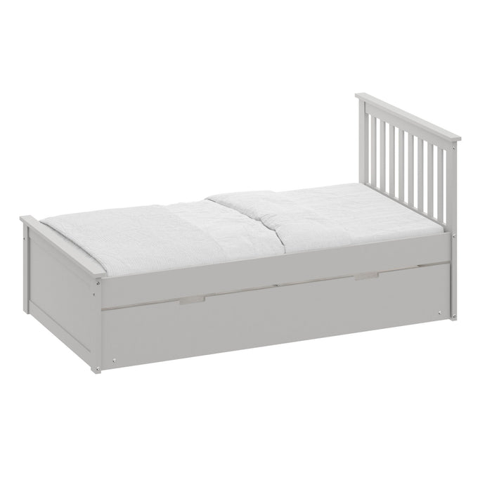 Solid Wood Twin Bed With Pull Out Trundle - Gray