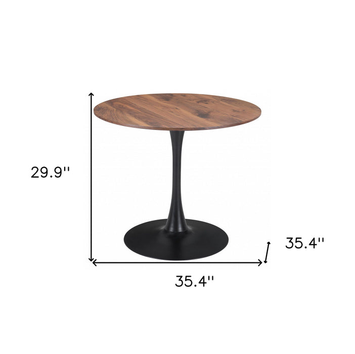 Steel Pedestal Base Dining Table - Light Brown