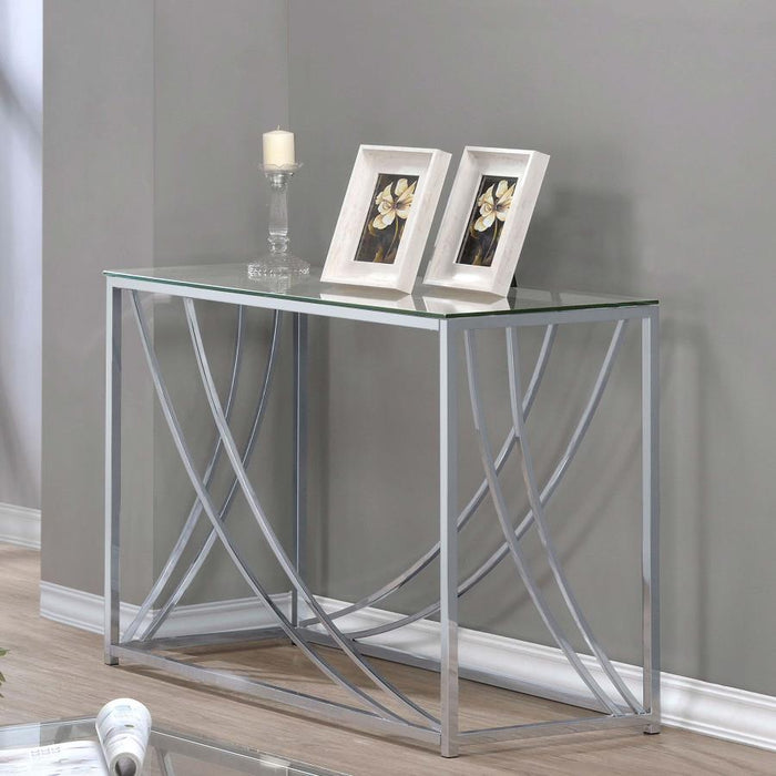 Lille - Glass Top Rectangular Sofa Table Accents - Chrome - Simple Home Plus