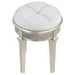 Evangeline - Oval Vanity Stool With Faux Diamond Trim - Silver And Ivory - Simple Home Plus