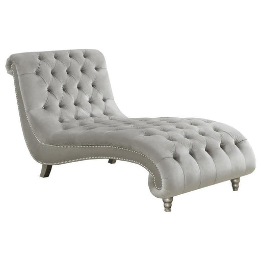 Lydia - Tufted Cushion Chaise With Nailhead Trim - Gray - Simple Home Plus